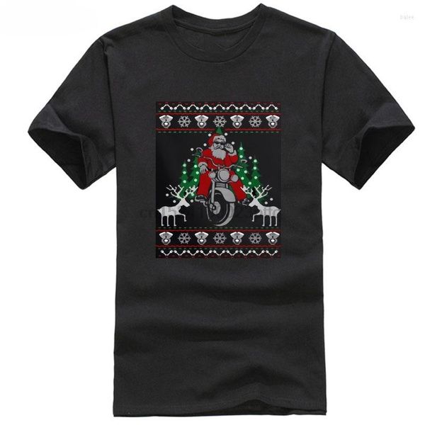 Camas de camisetas masculinas Biker Christmas Jumper Sweater Motocicleta Top 2023 Branco Preto Cinza Vermelho