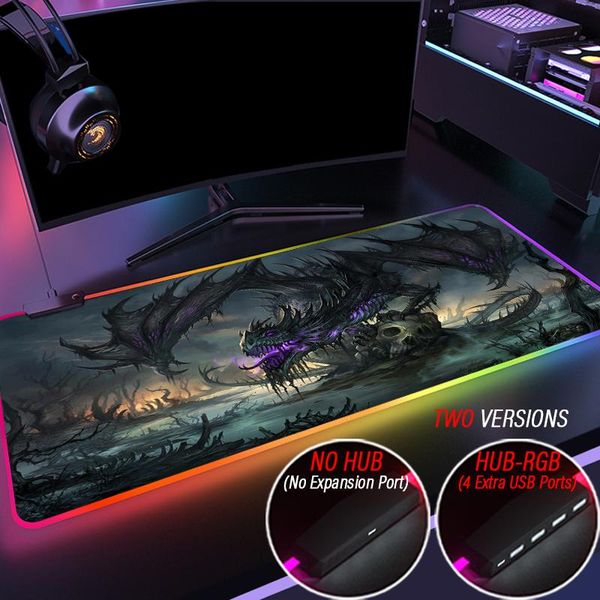 Riposa il pad del mouse grande RGB xxl Dragon Hub MousePad LED Pad Super DBZ Custom HD Carpet 4 Porta USB PC pad tappetino con retroilluminazione