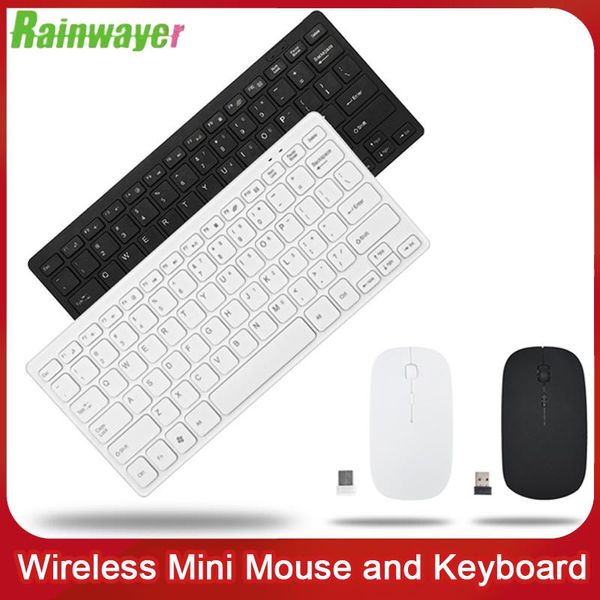 Combo tastiera e mouse wireless 2.4G Mini tastiera Bluetooth ricaricabile Set mouse da gioco wireless sottile per PC, telefono, tablet, laptop