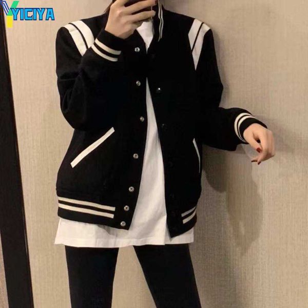 YICIYA Uomo Ballerini Giubbotti Marca Baseball A righe Designer Streetwear Patchwork Al più presto Harajuku College Varsity Bomber Cappotti Coppie Abbigliamento Colletto alla coreana