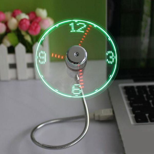 Gadgets USB Fan Gadget Dayanıklı Ayarlanabilir Mini Esnek LED Işık USB Fan Zaman Saat Masaüstü Saat Soğuk Gadget Zaman Ekran