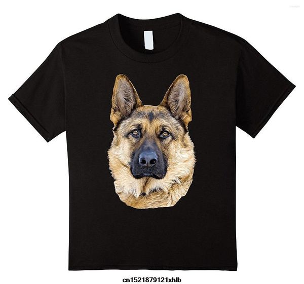 Herren T-Shirts Männer Shirt Deutscher Schäferhund Porträt Detaillierte Tierneuheit Lustiges T-Shirt T-Shirt Damen