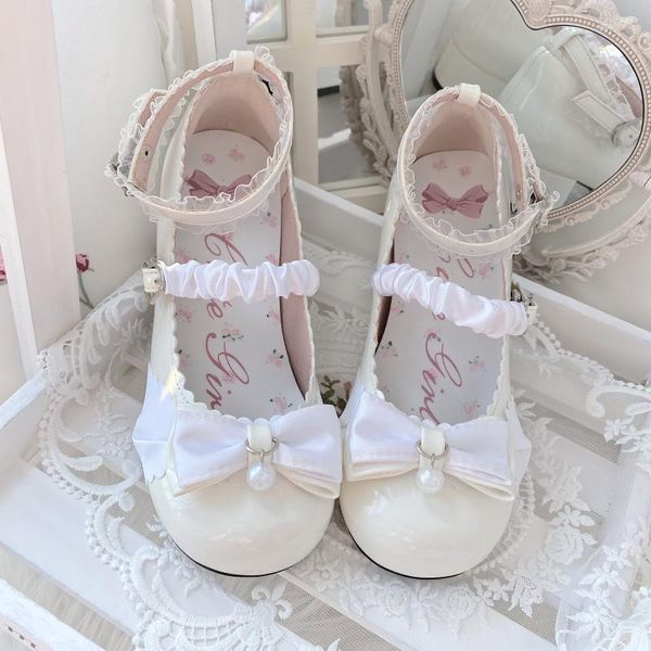 Scarpe eleganti Cute Sweet Girl Lovely Lolita Daily Wear Elegante punta tonda tacchi medi Anime Girls Cosplay Party Wedding