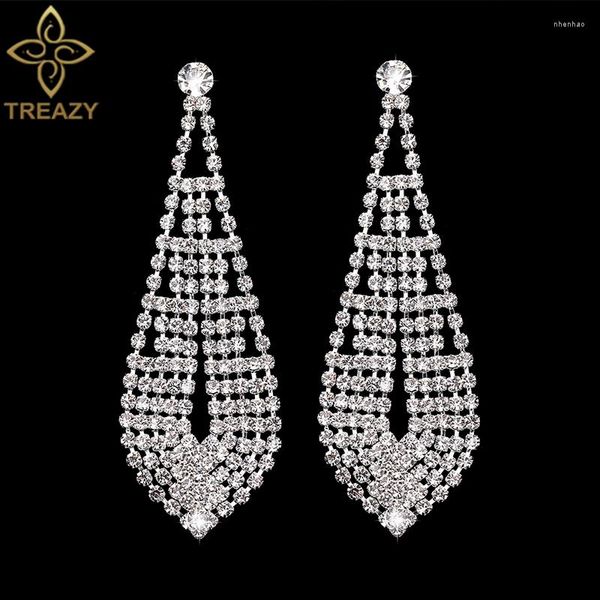 Baumelnde Ohrringe TREAZY Diamante Strass Kristall Big Leaf Form Für Frauen Brincos Hochzeit Schmuck Braut Lange Tropfen