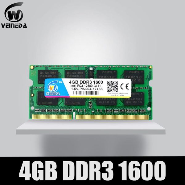 RAMS Veededa Laptop DDR3 4GB 8GB 1333 1600MHz PC312800 SODIMM RAM Compatibile DDR3 1333 PDDR 3 204pin per laptop Intel AMD