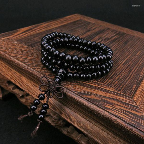 Link Armbänder 6mm natürliches Sandelholz buddhistische Buddha Meditation 108 Perlen Holz Gebetskette Mala Armband Frauen Männer Schmuck Pulseras Mujer