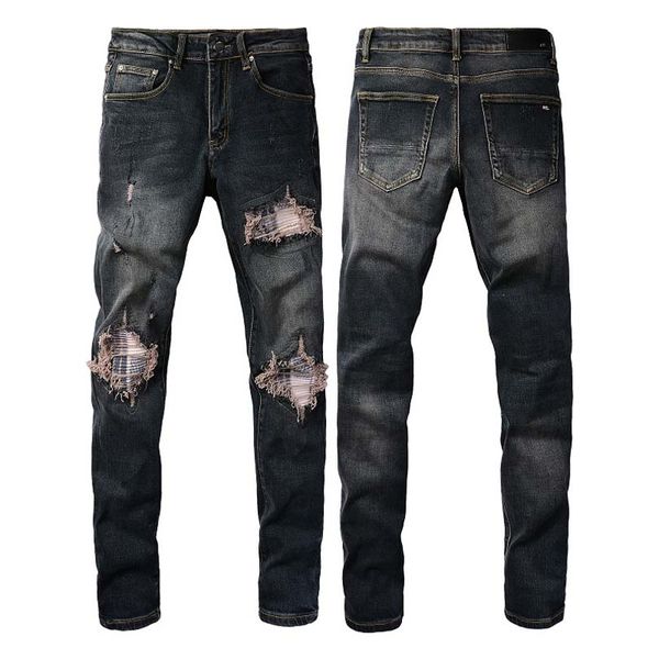 2023 Novo jeans de alta qualidade esfarrapado e rasgado calças de motocicleta Slim Fit Motorcycle Jeans Jeans de designer de jeans 28-40 #08