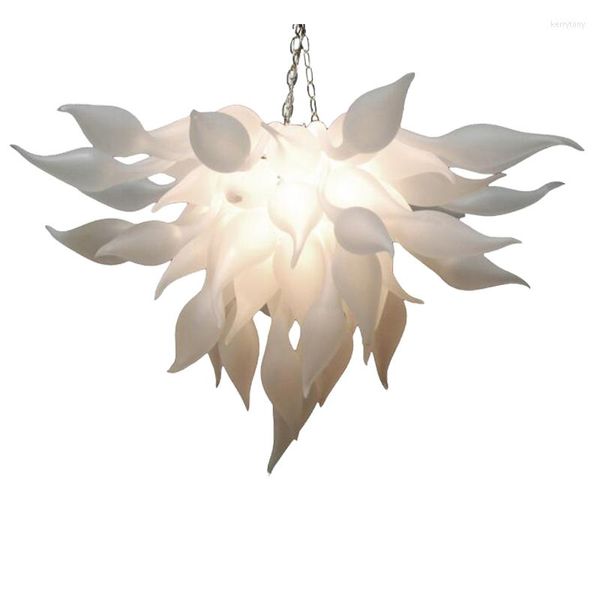 Lampadari Fantasia Lampada da soffitto a fiore LED bianco smerigliato Lampadario in vetro di Murano Illuminazione Art Store Deco Cucina sospesa moderna