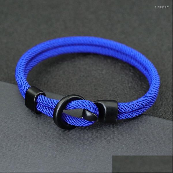 Braccialetto di corda di Milano minimalista fatto a mano con filo di perline Bracciale di corda nera con gancio facile Mens Braslet per bracciale Party Cool Simple Jewelry Homm Dhneo