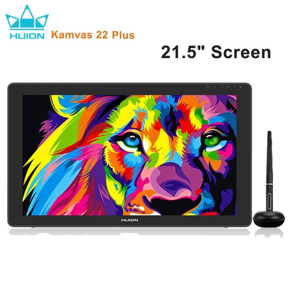 Планшеты HUION Kamvas 22 Plus Графический перьевой дисплей Монитор планшета для цифровой живописи 21,5 дюйма с антибликовым травленым стеклом 140% sRGB