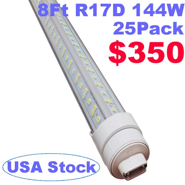 Lampadina a LED 8FT 8ft Shop Light R17D a forma di V, lampadine da 8 piedi 6000K 144W 18000LM, 8Foot ShopLight, T8/T10/T12 Sostituzione della luce del tubo a LED Dual-End Powered Ballast Bypass oemled