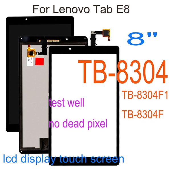 Панели AAAAAA+ 8 дюймов для Lenovo Tab E8 8 TB8304F1 TB8304F TB8304 ЖК -дисплей сенсорный экран Дигитизатор Стекло в сборе TB 8304 ЖК -дисплей