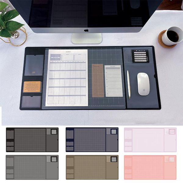 Pads Easy Clean PVC + PU Mouse Pad Tapete de mesa protetor Multifuncional Office Grande Desktop Pad Organizador com calendário Laptop MousePad
