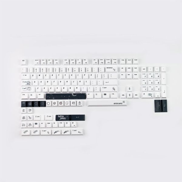 Cleaner Minimalist 127Keys PC Man KeyCaps Dyesublimation Profilo Cherry per tastiere meccaniche MX Switch con 1,75U 2U