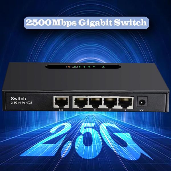 Switches Koqit 2500Mbps 2.5g Desktop Gigabit Network Switch Ethernet Switch Ethernet Hub RJ45 Switch Gigabit 4 Porta 1g LAN Switching