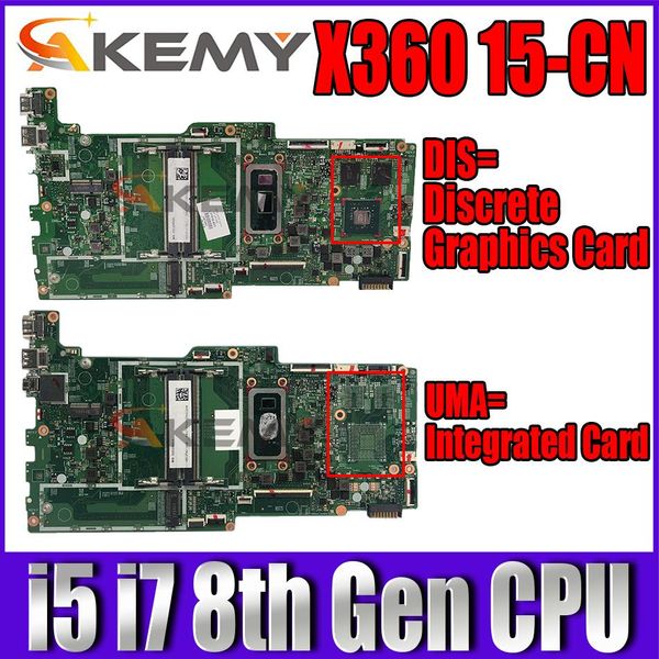 Placa -mãe para HP X360 15cn Laptop placa -mãe 15cn 187092 Placa -mãe com I5 I7 8th Gen CPU