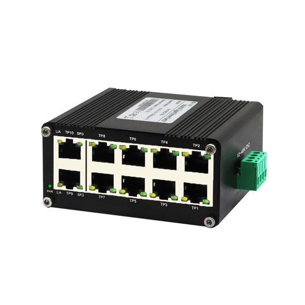 Switches Mini Industrial 10 Portas Gigabit Ethernet Switch Din Rail 10port 10/100/1000Mbps Switch de alumínio IP40 de alumínio IP40