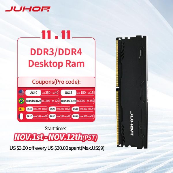 Rams Juhor Ram DDR3 1600 МГц 8 ГБ 16 ГБ DDR4 8GB 16GB 2666 МГц 3000 МГц 3200 МГц настольная память DIMM High Speed Memoria Ram