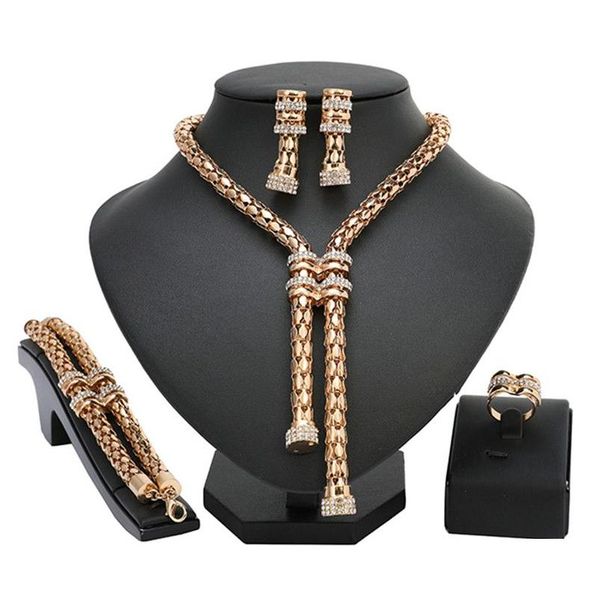 Ohrringe Halskette Statement-Schmuck-Set Exquisite Dubai Gold Colorf Nigerianische Hochzeit Frau Accessoires Großhandel Drop Delivery Sets Dhfht