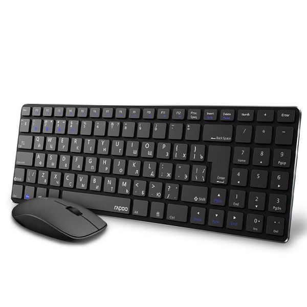 Combos Rapoo 9300M Multimode Silent Bluetooth Wireless Keyboard Mouse Combo Slim Keyboard Optical Mouse Set Englisch/Russisch Tastatur