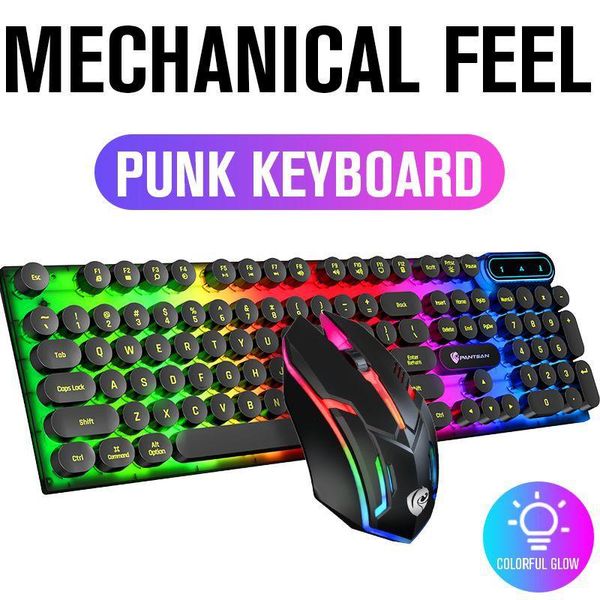 Combos novo teclado gamer e mouse pc teclado para jogos rgb teclado retroiluminado teclas de borracha com fio teclado mouse gamer mouse para jogos