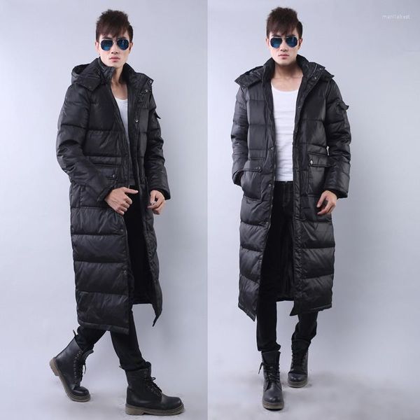 Männer Unten Winter Plus Größe X-lange Design Dicke Männer Mantel Männlichen Hut Abnehmbare Große Frauen Oberbekleidung S- 2XL 3XL Extra Lange Jacke