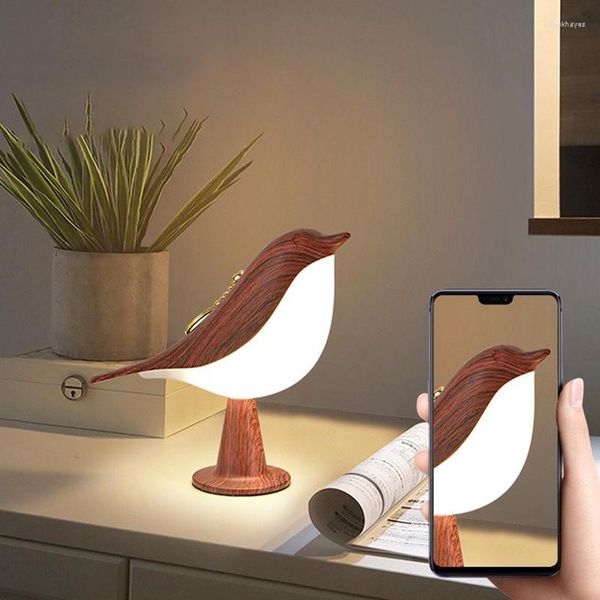 Tischlampen Kreative Elster Aromalampe Auto Dekoratives Schlafzimmer Nachttisch Vogelnacht Dreifarbige Touch-Ladeatmosphäre