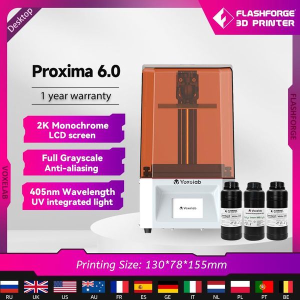 Сканирование Voxelab Proxima LCD 3D 3D -принтер с 6 -дюймовым монохромным экраном ультрафиолеточной смолы с 3D Photon Mono 3d Drucker.