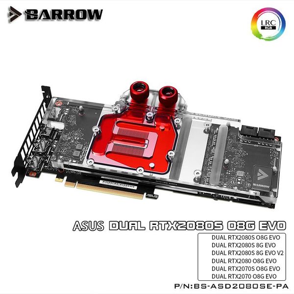 Kühlung Barrow GPU Wasserblock für ASUS Dual 2070/2070S/2080/2080S O8G Evo Aurora 5V 3Pin Argb GPU Wasserkühler