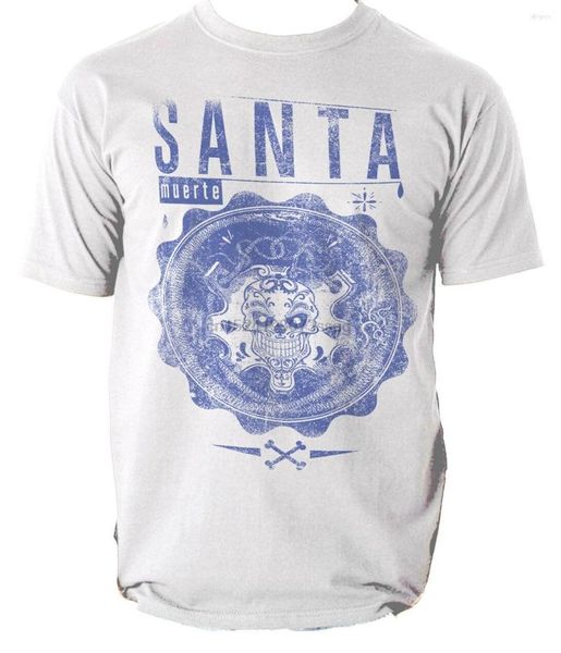 Magliette da uomo SANTA MUERTE Camicia DEATH SKULL BIKER Maglietta da uomo Tee S-3XL