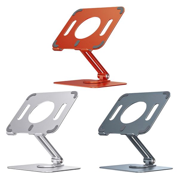 Suporte dobrável suporte para comprimido 360 ° rotativo design oco portátil Design ajustável Handsfree Laptop Riser Stand para telefones iPad Trabalho