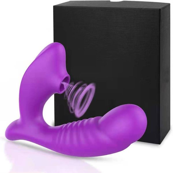 Modo de aquecimento do vibrador de sucção do clitóris 2in1 Dildo Clit