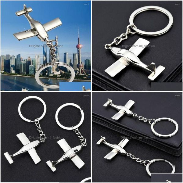 Schlüsselanhänger Lanyards 3D Metel Flugzeug Schlüsselanhänger Flugzeugmodell Schlüsselanhänger Auto Cool Boy Herren Geschenk Schmuck Drop Lieferung Mode Accessor Dhvnf