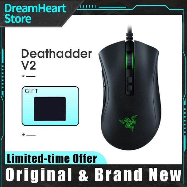 Mouse Razer DeathAdder V2 Mouse da gioco cablato 20000 DPI ESports RGB Cavo luminoso Mouse per computer Gamer CF Macro Mouse da gioco per PC portatile