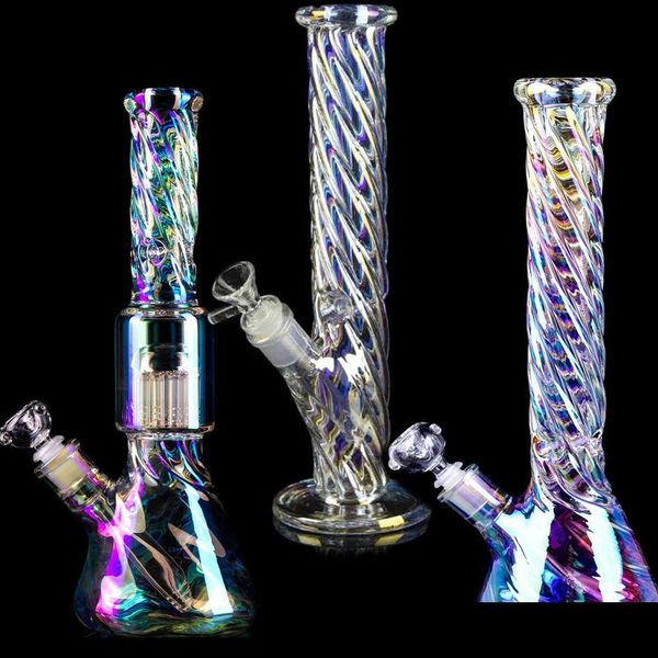 Griper de erva Glass Percolator Bongs Garias de água espessos Tubos de água fumando copo Dab Rig com 14mm de tigela