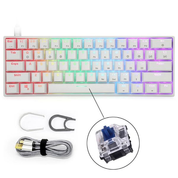 Accessoires Skyloong GK61 Wired Compact Mechanical Keyboard 61Keys Portable RGB Backbeleuchtung programmierbar 3Pin Hotswap -Tastatur für Spiele