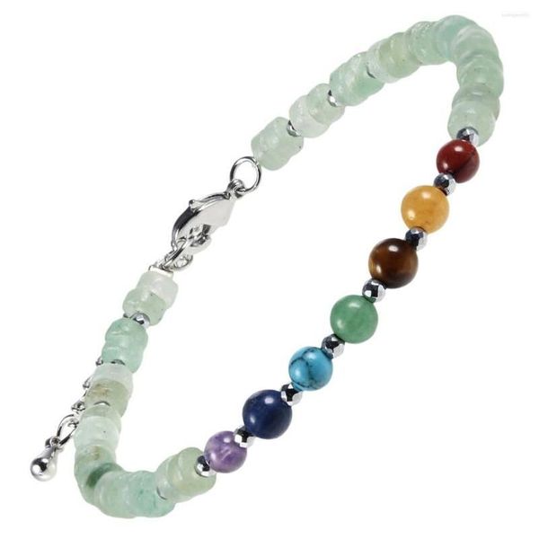 Braccialetto di perline Lucky Stone 7 Chakra Bracciale Reiki Buddha Preghiera Bracciali regolabili per le donne Drop Delivery Jewelry Dha4G