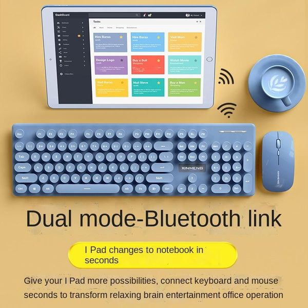 Combos wiederaufladbare drahtlose Tastatur und Maus -Set Bluetooth 2.4g Dualmode Stummschaltmädchen Laptop Tastatur iPad Tastatur