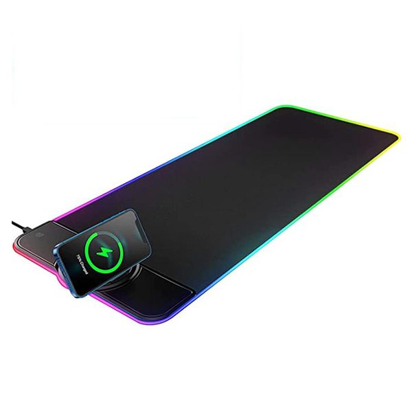 Poggia RGB Gaming Mouse Pad 15W Qi Ricarica wireless LED 10 modalità di illuminazione per iPhone Telefoni Samsung Cuffie Impermeabile antiscivolo