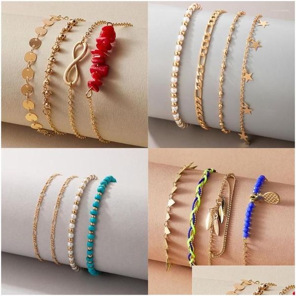 Perlenstrang, vergoldet, Stern, rund, Pailletten-Anhänger, Kette, Strand, farbiger Stein, künstliche Perle, Set, Armband für Frauen, Boho-Mode, J Dheod