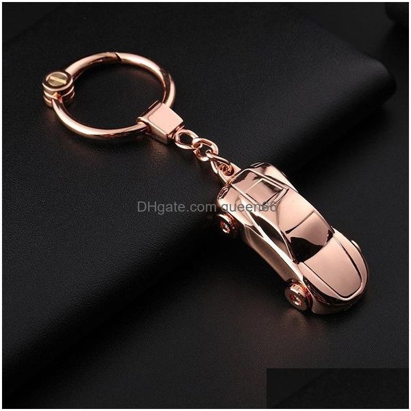 Keychains Capitelos mini keychain de carro modelo com acessórios de luz para chaves Men Metal Pingnder Bolsa Chavenizante Cadeia de Chave da Motocicleta Dhynl