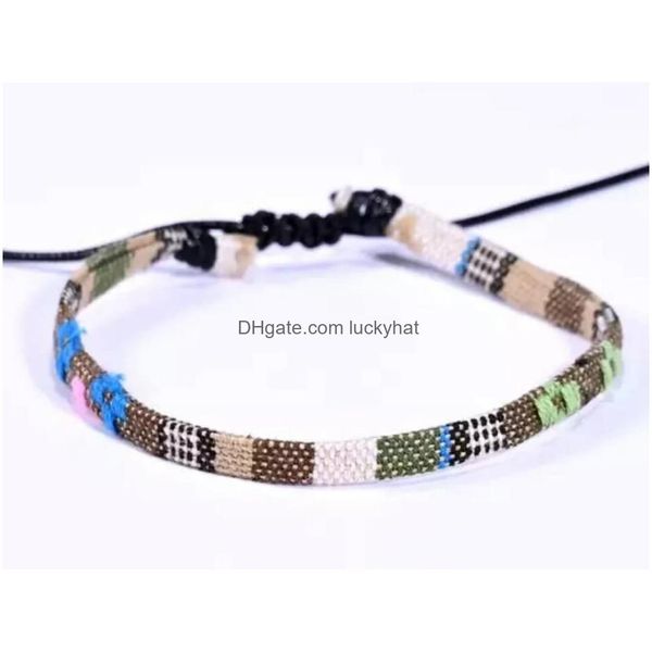 Bracciale intrecciato Mticolor nepalese con fili di perline per donna e uomo Combinazione cavigliera Tessuto vintage Tessuto fatto a mano Drop Del Dhis2