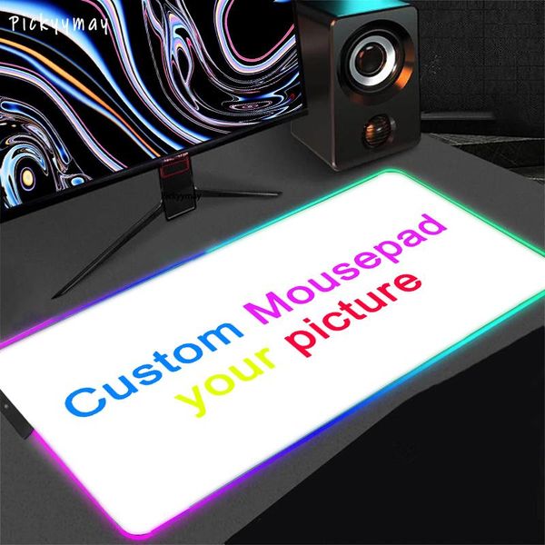 Almofadas Famouse Marca Personalize RGB Mouse Pad Gaming Mousepad Grande PC Gamer Teclado Tapete Tapete LED Backlight DIY Personalizado Anime