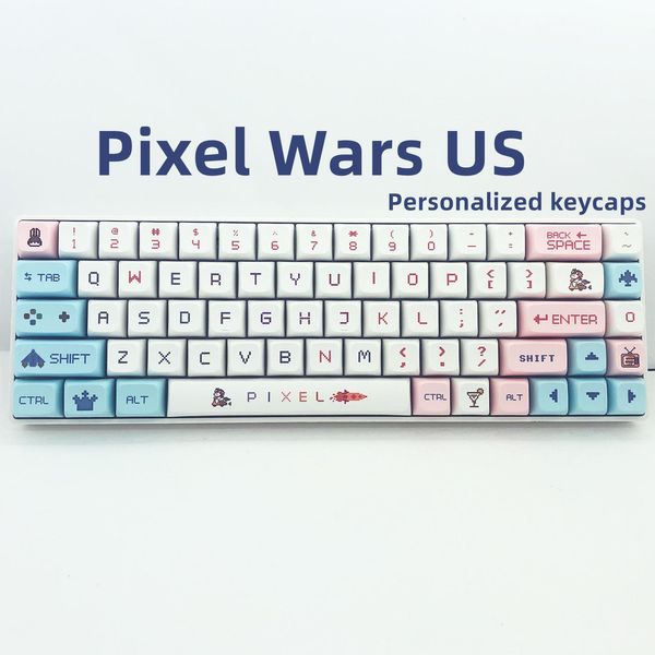 Acessórios Pixel Wars Tema Keycaps XDA Perfil PBT Material Inglês CIY Teclado Mecânico Personalizado Keycaps Fit 81/84/87/98/104