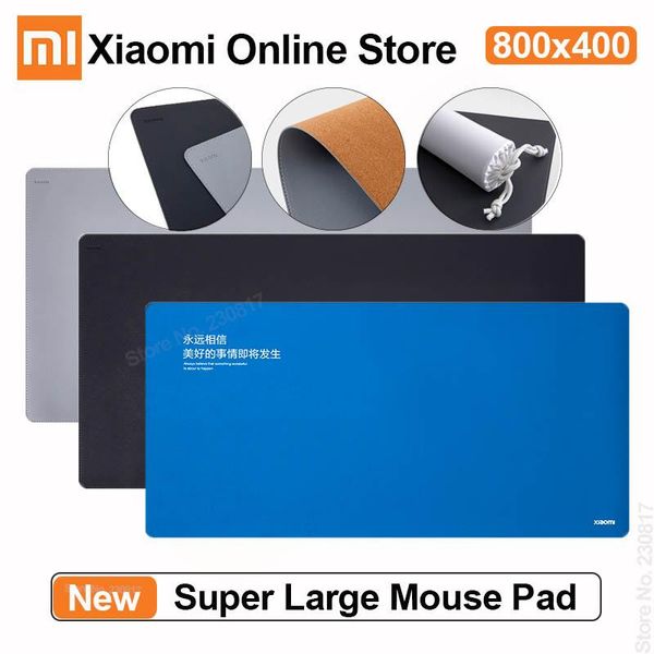 Almofadas xiaomi super grande material duplo mouse mouse mesa de couro toque touch de borracha natural não deslizamento de água antidirty 800x400 tapete de mouse