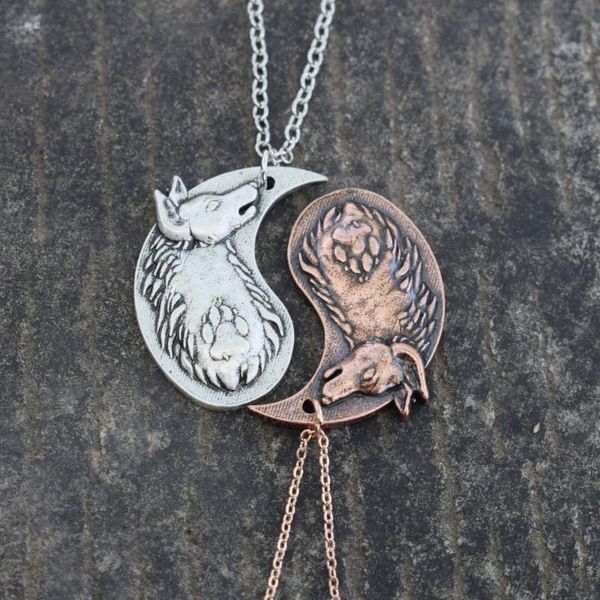 Ketten SanLan Wolf Yin Yang Pferd Halskette Ineinandergreifendes Paar Geschenkketten für Sie und Ihn