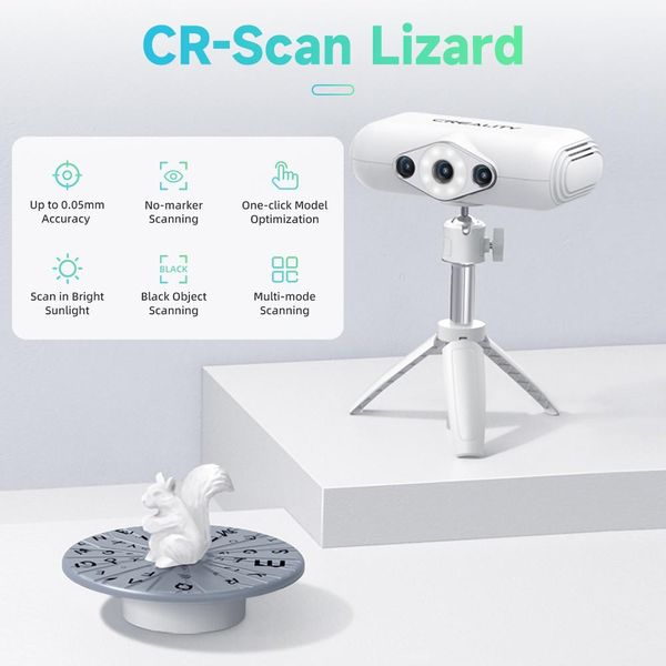 Scannen von Creality 3D -Scanner CRSCAN Eidechse 0,05 mm Genauigkeit Bright Light Scannen Mehrfachmodus Scannen Sie für alle 3D -Drucker neu