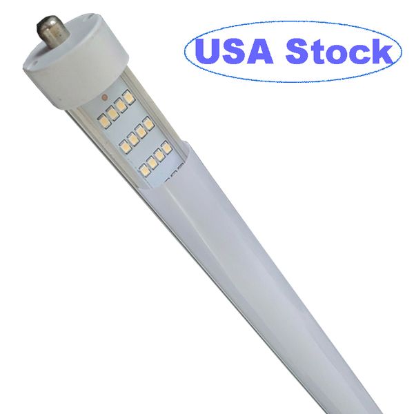 Lâmpada de lâmpada de tubo LED 8ft 4 linhas LEDS, T8 144W PIN ÚNICO FA8 LEITOS DE LED LED LUZES 250W Lâmpada fluorescente Power de ponta dupla, White White 6500K Usalight