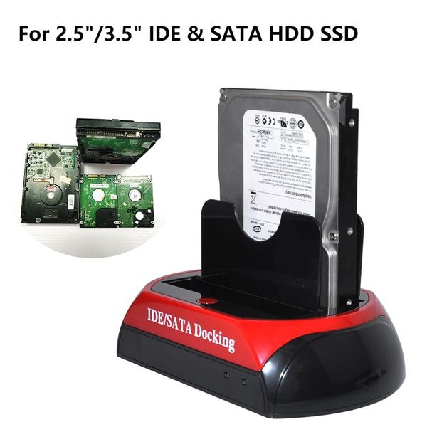 İstasyonlar sabit disk disk yerleştirme istasyonu 2.5 3.5 inç IDE SATA HDD SSD USB, Dizüstü Bilgisayar PC için IDE Güç Adaptör Yuvaları Harici Kutu