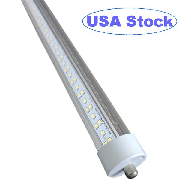 8 Fuß LED-Röhrenleuchte, Single-Pin-FA8-Sockel, 144 W, 18.000 lm, 6.500 K Weiß, 270-Grad-V-förmige LED-Leuchtstofflampe (250-W-Ersatz), transparente Abdeckung, Dual-Ended Power usastar
